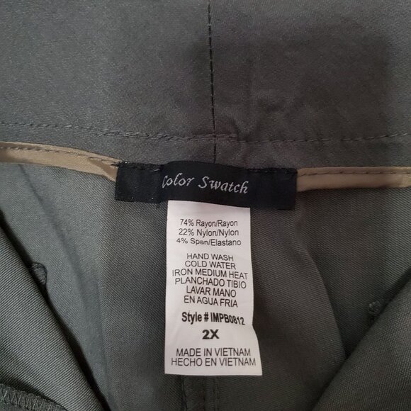 Color Swatch Womens Gray Flared Dress Pants 2X Mid-Rise With Extra Button - Picture 3 of 6